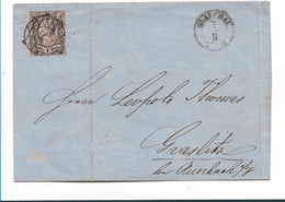 SAC042 / SACHSEN - GLAUCHAU - Gitterstempel 17 Auf Mi.Nr. 9 - 1857 - Saxony