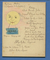 Menu Carton Fort Tranche Dorée Dessin Amateur Lune Anthropomorphsme Benjamin Schverzenger 1908 Termes Humour - Menus
