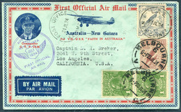 1934 Australia / New Guinea "Faith In Australia" First Flight Cover Melbourne / Lae / Salamaua - Premiers Vols