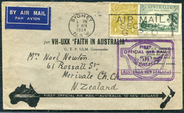 1934 (April) Australia / New Zealand "Faith In Australia" First Flight Cover Sydney - Christchurch - First Flight Covers