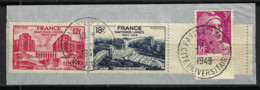 FRANCE 1949:  Les Y&T 806,818-819 TB Obl. CAD Paris Sur Fragment - Gebruikt