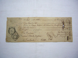 Rare Chèque Manuscrit Révolution 17 Octobre 1793 Mr Bach Négociant à Toulouse Timbre Fiscal - Documentos Históricos