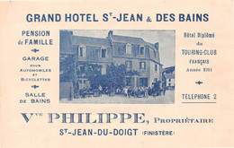 SAINT-JEAN-du-DOIGT (Finistère) - Grand Hôtel St-Jean & Des Bains, Vve Philippe Propriétaire - Carte Professionnelle - Saint-Jean-du-Doigt