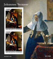 Burundi 2022, Art, Vermeer II, 2val In BF IMPERFORATED - Unused Stamps