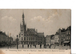 Delcampe - N°59  TOURCOING (Nord). Place De La République, L'Hôtel Des Postes Et La Bourse Du Commerce. PUB. Chaussures "INCROYABLE - Tourcoing