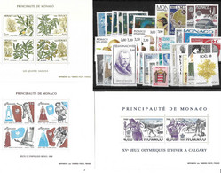 Monaco Année Complète 1988, 49 Timbres**/ Neufs Sans Charnière. Cote 164€. - Años Completos