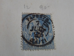 Tahiti Timbre Au Type Alphée Dubois 15 Centimes N° 12 Oblitération Papeete 7 Juillet 1893 - Usados