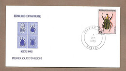 Enveloppe 1er Jour 5 Dec1983 à BANGUI ( République Centrafricaine).. Insectes Rares. Chelorrhina Polyphemus - Centraal-Afrikaanse Republiek