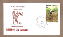 Enveloppe 1er Jour 1 Sept. 1985 à BANGUI ( République Centrafricaine).. Campagne Economique. Semis Du Coton 60 F - Central African Republic