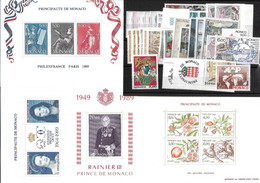 Monaco Année Complète 1989, 42 Timbres**/ Neufs Sans Charnière. Cote 134€. - Annate Complete