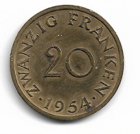 SARRE - 20 FRANCS 1954 - 20 Franken