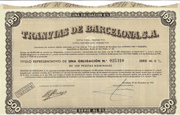 - Obligacion De 1951 - Tranvias De Barcelona - Tramways De Barcelone - Spoorwegen En Trams