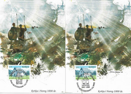Norway Norge 1995 Church In Norway   Mi 1181-1182 Two Cards   Cancelled Mosterhamn 3.6.1995 - Cartas & Documentos