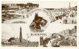 Blackpool, Multiview-Italian Gardens, Stanley Park,  Promenade & Central Pier, Tower Promenade, Sunken Gardens Etc. - Blackpool