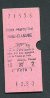 Ticket Billet De Train "Cergy-Pontoise -> Paris Saint Lazare" Années 80 - Europe