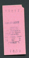 Ticket Billet De Train 2ème Classe "Paris Saint Lazare" Années 80 - Europe