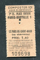 Ticket De Train 2e Cl - Paris-Bastille -> Le Parc De Saint Maur SNCF - Europe