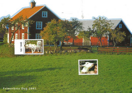 Norway 2001 Special Card For First Day 2001   - With Mi 1409-1410 Kittens And Goat  -   Uncancelled - Cartas & Documentos