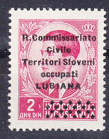 Italy Occupation Of Slovenia - Lubiana, Co.Ci (Commissariato Civile) Overprint 1941 Sassone#22 Mint Hinged - Lubiana