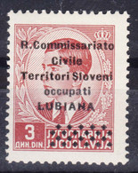 Italy Occupation Of Slovenia - Lubiana, Co.Ci (Commissariato Civile) Overprint 1941 Sassone#23 Mint Hinged - Ljubljana