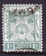 Malaya Kelantan 1911 One Cent Blue Green Fine Used Stamp. - Kelantan