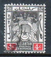 Malaya Kelantan 1911 Four Cent Black And Red Fine Used Stamp. - Kelantan