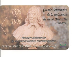 Carte René Descartes 1596 - 1996  - Carte Rechargeable MONECARTE -  SEDECO - Référencée  CP8 Oberthur - Altri & Non Classificati