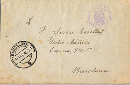 1946 , BARCELONA , SOBRE CIRCULADO CON FRANQUICIA ADMINISTRACIÓN PRINCIPAL / JEFE DE SERVICIOS - Briefe U. Dokumente
