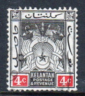 Malaya Kelantan 1911 Four Cent Black And Red Fine Used Stamp. - Kelantan