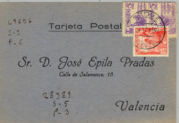 1950 , PONTEVEDRA , TARJETA POSTAL CIRCULADA , O GROVE - VALENCIA - Covers & Documents