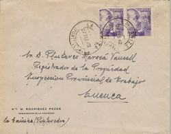 1942 , PONTEVEDRA  , SOBRE CIRCULADO ENTRE LA CAÑIZA Y CUENCA, LLEGADA AL DORSO - Briefe U. Dokumente