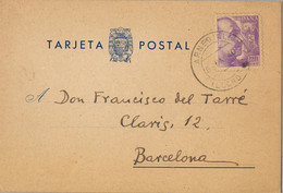 1940 , LA RIOJA / LOGROÑO   , TARJETA POSTAL CIRCULADA ENTRE ARNEDILLO Y BARCELONA - Storia Postale