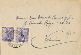 1945 , VALENCIA , SOBRE CIRCULADO DESDE PICASENT , LLEGADA AL DORSO - Storia Postale