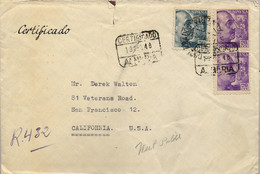 1948 , ALMERIA , CERTIFICADO / VALORES DECLARADOS , A SAN FRANCISCO , TRÁNSITO DE NEW YORK Y LLEGADA - Briefe U. Dokumente