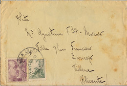 1942 , VALENCIA , SOBRE CIRCULADO ENTRE PUEBLA LARGA Y VILLENA ( ALICANTE ) - Storia Postale
