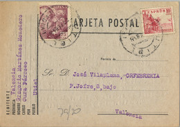 1948 , VALENCIA , TARJETA POSTAL CIRCULADA DESDE UTIEL - Lettres & Documents