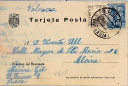 1947 , VALENCIA , TARJETA POSTAL CIRCULADA ENTRE SUECA Y ALCIRA - Storia Postale