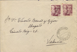 1946 , PONTEVEDRA , SOBRE CIRCULADO ENTRE VILLAGARCIA Y VALENCIA , LLEGADA - Cartas & Documentos