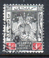 Malaya Kelantan 1921 Single 4c Definitive Stamp In Fine Used - Kelantan