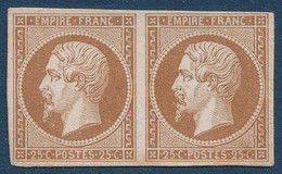 France Napoléon  Paire 1853/62 Type I Essai 25c Bistre Sans Gomme Sur Papier Carton Tres épais TTB - Other & Unclassified