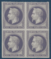 France Napoléon Lauré Bloc De 4 ! 1862/70 Type I Essai 30c Violet Sans Gomme Sur Papier Normal TTB - Other & Unclassified