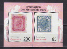 2021 Austria Klassical Stamps Of Austro Hungarian Empire 1905 MS MNH** MiNr. 3613 - 3614 (Block 127) Stamps On Stamp - 2021-... Neufs