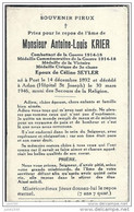 POST ..-- Mr Antoine KRIER , Combattant 14 - 18 , époux De Mme Céline SEYLER , Né En 1892 , Décédé En 1946 à ARLON . - Attert