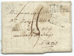 MARQUE POSTALE D'ENTREE / ALLEMAGNE PAR GIVET / HAMBOURG POUR PARIS 9 JANV 1827 - Marques D'entrées