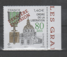 FRANCE / 2021 / Y&T N° 5458A ** : 80 Ans Ordre De La Libération Surchargé "Dernière émission" X 1 BdF D Avec Inscription - Unused Stamps