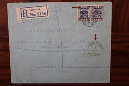 1923 EEF 13M Paire Ultramarin Authentifié Gepruft BPP Burger LEVANT Cover Palestine Palästina Israel Registered Reco R - Altri & Non Classificati