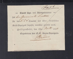 12 Slgr. Inkl. Stempelsteuer Heiligenstadt 1860 - Seals Of Generality