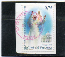 VATICAN     0,75 €   2011     Beatificazione  Di Papa Giovanni Paolo II   Sur Fragment Oblitéré - Used Stamps