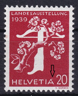 Zumstein 230Bz.2.01, / Michel 346z - Farbloser Punkt Bei A Von Helvetia - Postfrisch/**/MNH - Variétés