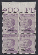 1912 Blocco Di 4 Valori BdF Sass. 7 MNH** Cv 50 - Aegean (Nisiro)